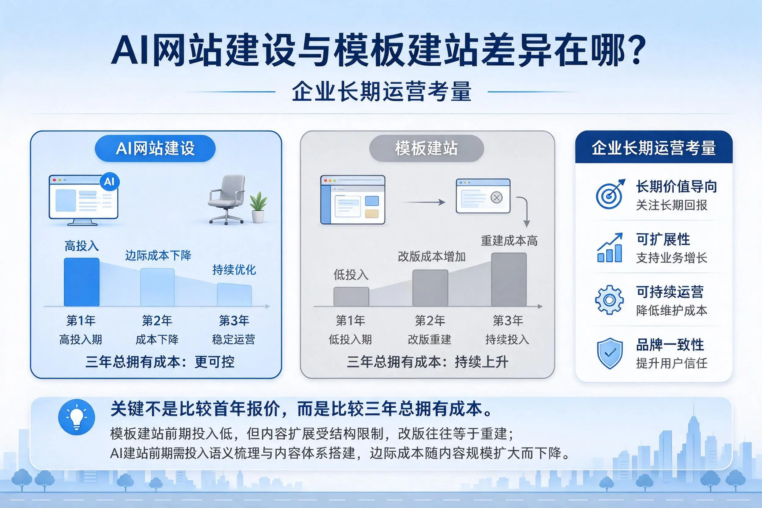AI网站建设与模板建站差异在哪？南昌企业长期运营考量